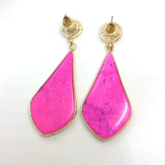 SEMI PRECIOUS PINK KIKI LARUE EARRINGS WITH GOLD-TONE DETAILING - Picture 6 of 12